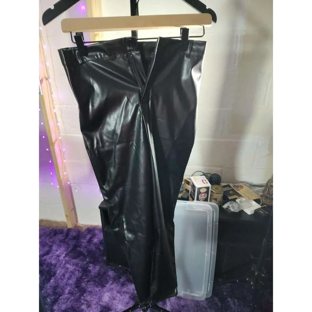 Kids Black Faux Leather Vest‎ Jacket Outfit Set Pants